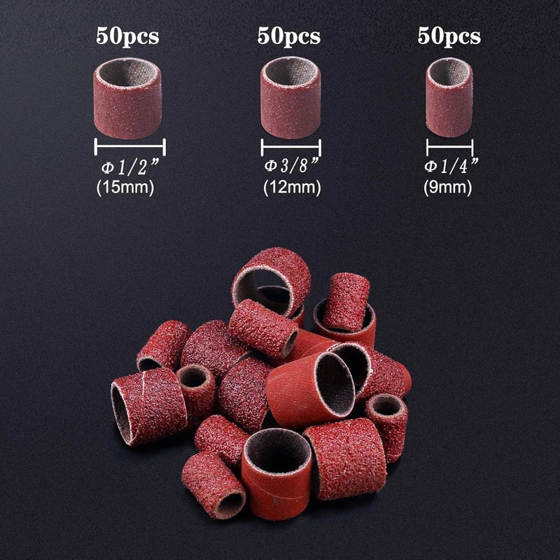 Juasky 165pcs Rotary Tool Sanding Drums 180 grit,Sanding Drum Sander Bits Bands For Drill Accessories - Image 2